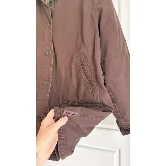 Lands' End Vintage Brown Women’s Barn Jacket Plaid Lined Size XL - Picture 5 of 5